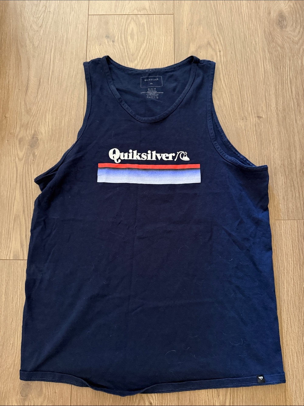 Quiksilver Navy Logo Tank with Red & White Stripes